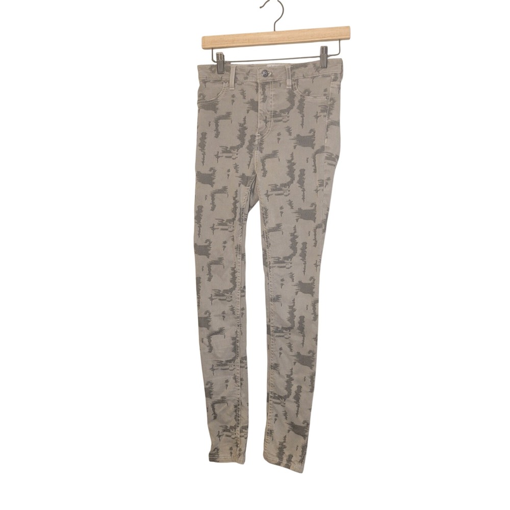Free People Skinny Jeans Womens 27 Grey Abstract Pattern Excellent High Rise Boh